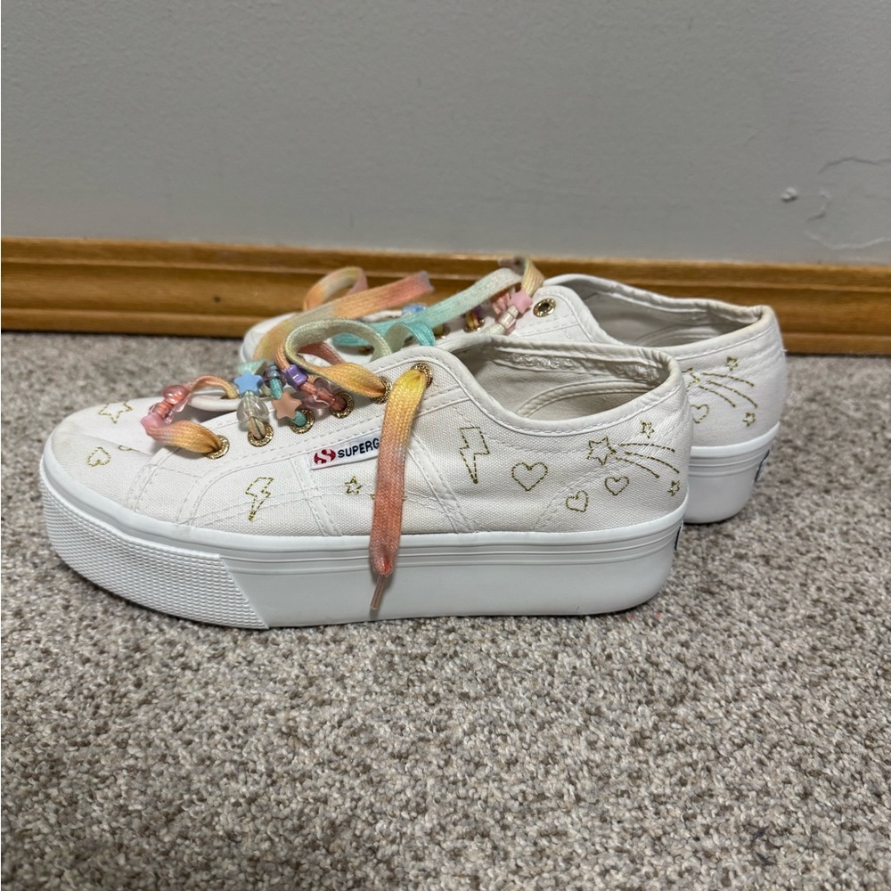 Superga Women's 2790-Embroidery Laced Beaded Rainbow Sneaker - Picture 3 of 11